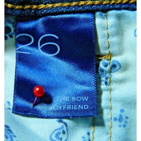 Pilcro Anthropologie Jeans Size 26 The Bow Boyfriend Distressed Dark Wash - Picture 11 of 12